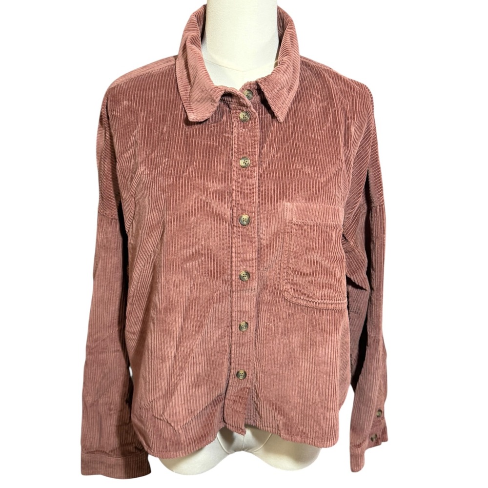 American Eagle Outfitters corduroy Long-sleeve Semi Crop Shacket Medium
